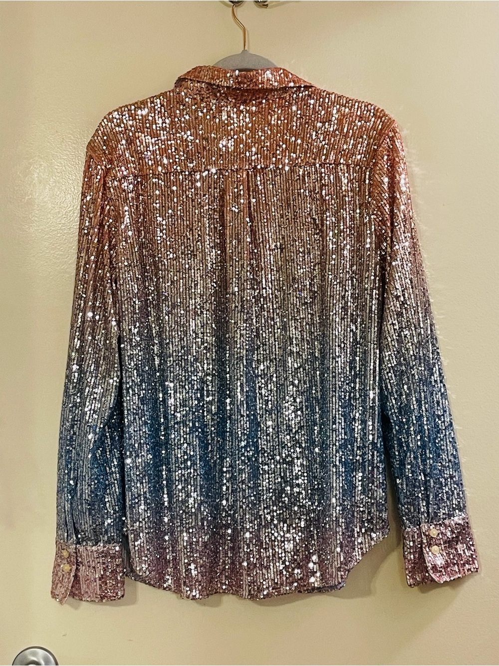 ANTHROPOLOGIE NWOT Ombre Sequin Buttondown Shirt - Picture 7 of 10